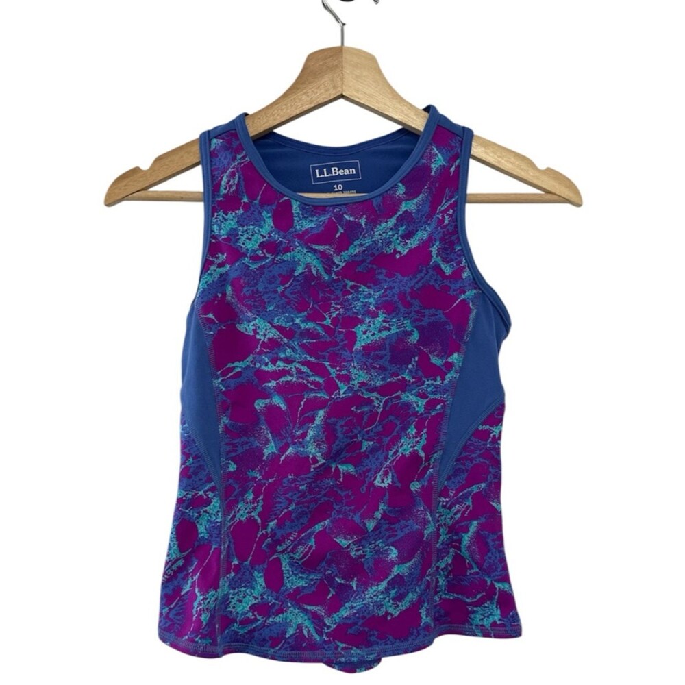 L.L.Bean Girls Abstract Print Athletic Tank Top Pink Size 10 activewear colorful